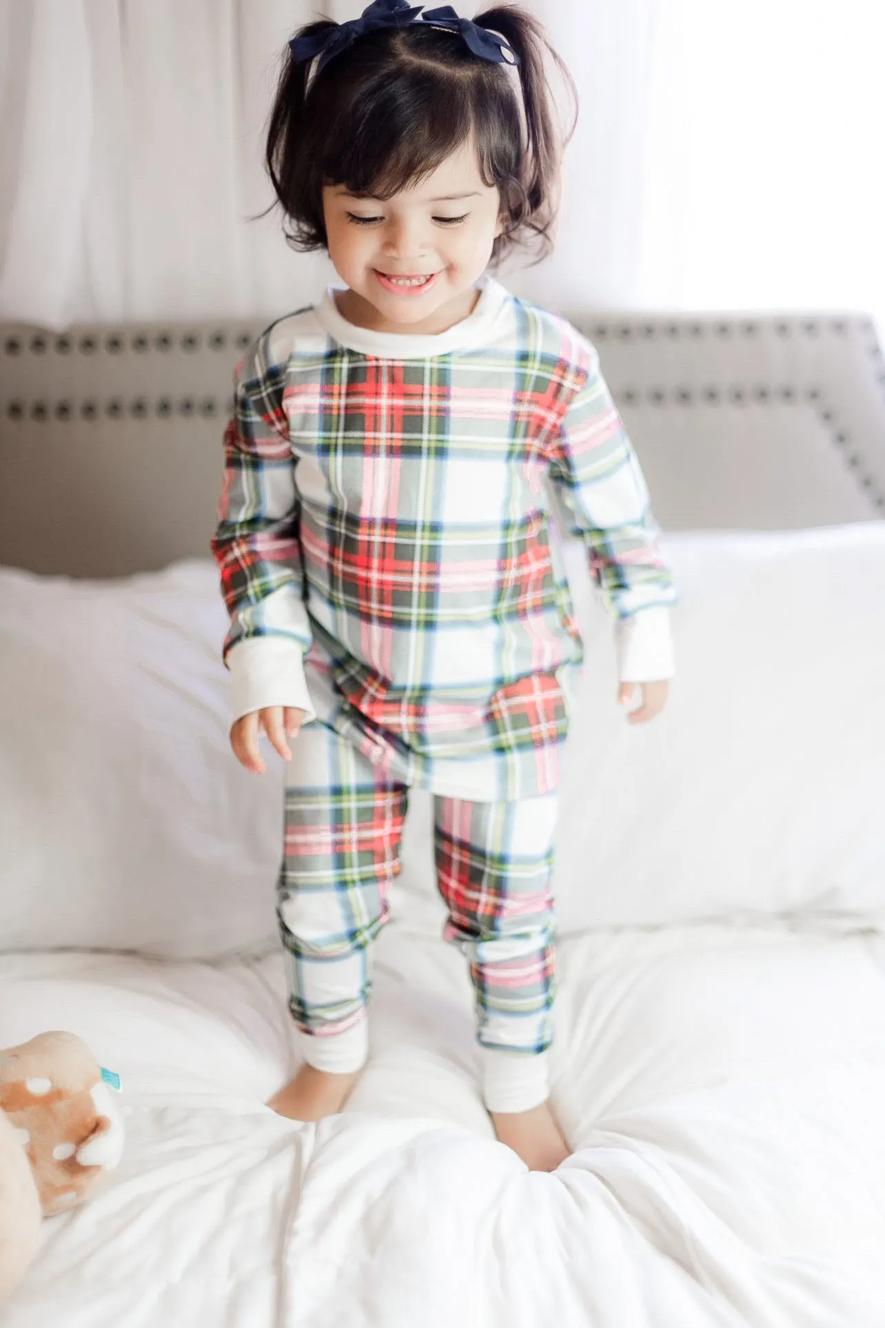 $10.00 EA - 8-9 X 2 - Kids 2 Pc Christmas Pajamas - Stuart Tartan Holiday Plaid