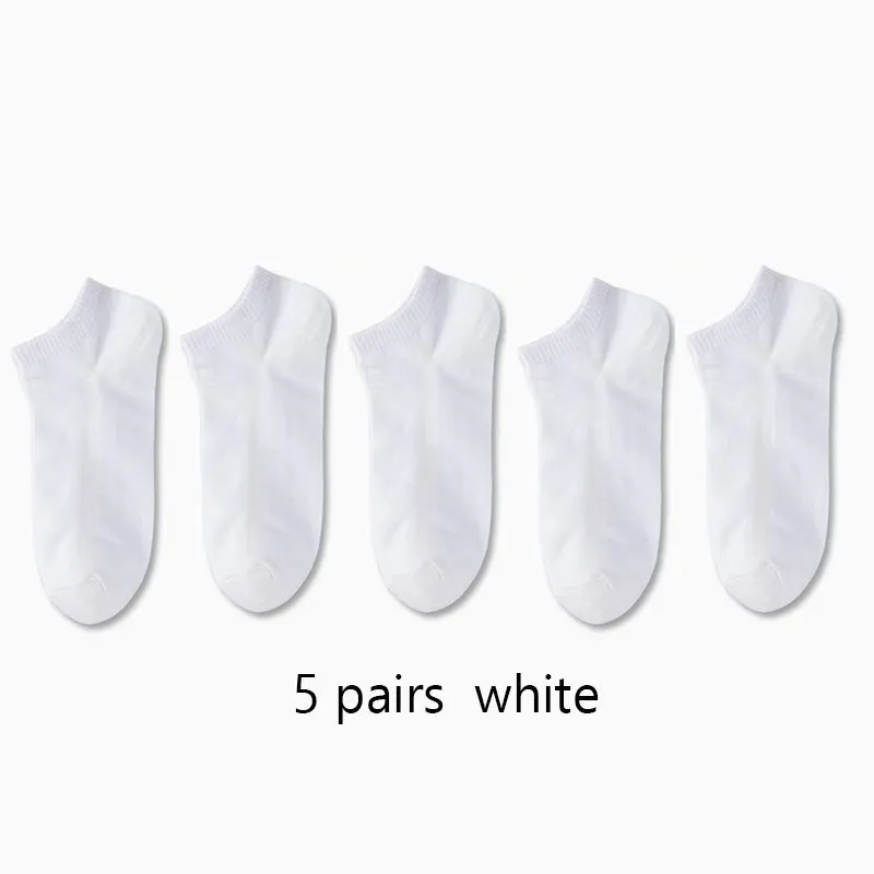 1/5/10pairs Men's Breathable Athletic Plain Color Boat Comfortable Ankle Socks