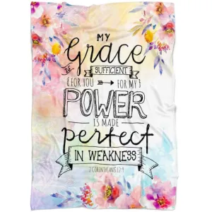 2 Corinthians 129 My Grace Is Sufficient For You Fleece Blanket - Christian Blanket - Bible Verse Blanket