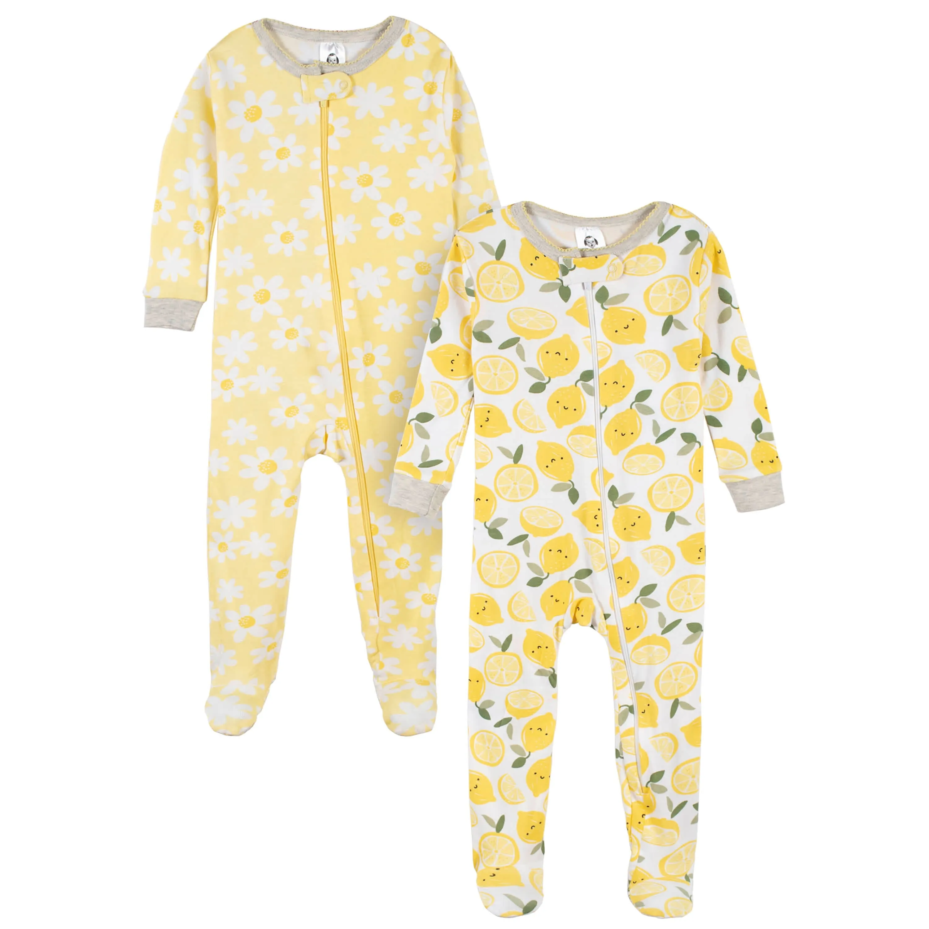 2-Pack Baby & Toddler Girls Lemon Squeeze Snug Fit Footed Cotton Pajamas