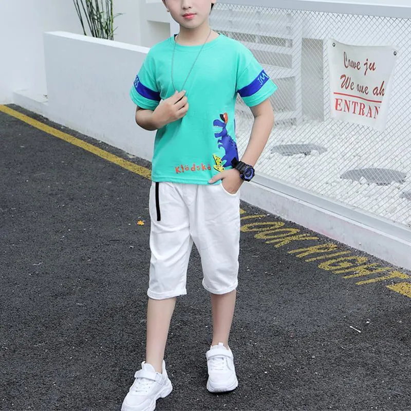 2-piece Cartoon Design T-shirt & Shorts for Boy