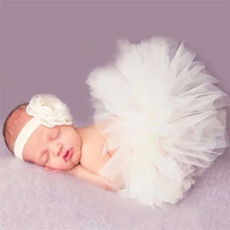 2-piece Solid Tutu Dress Baby Photographic Clothing & Headband