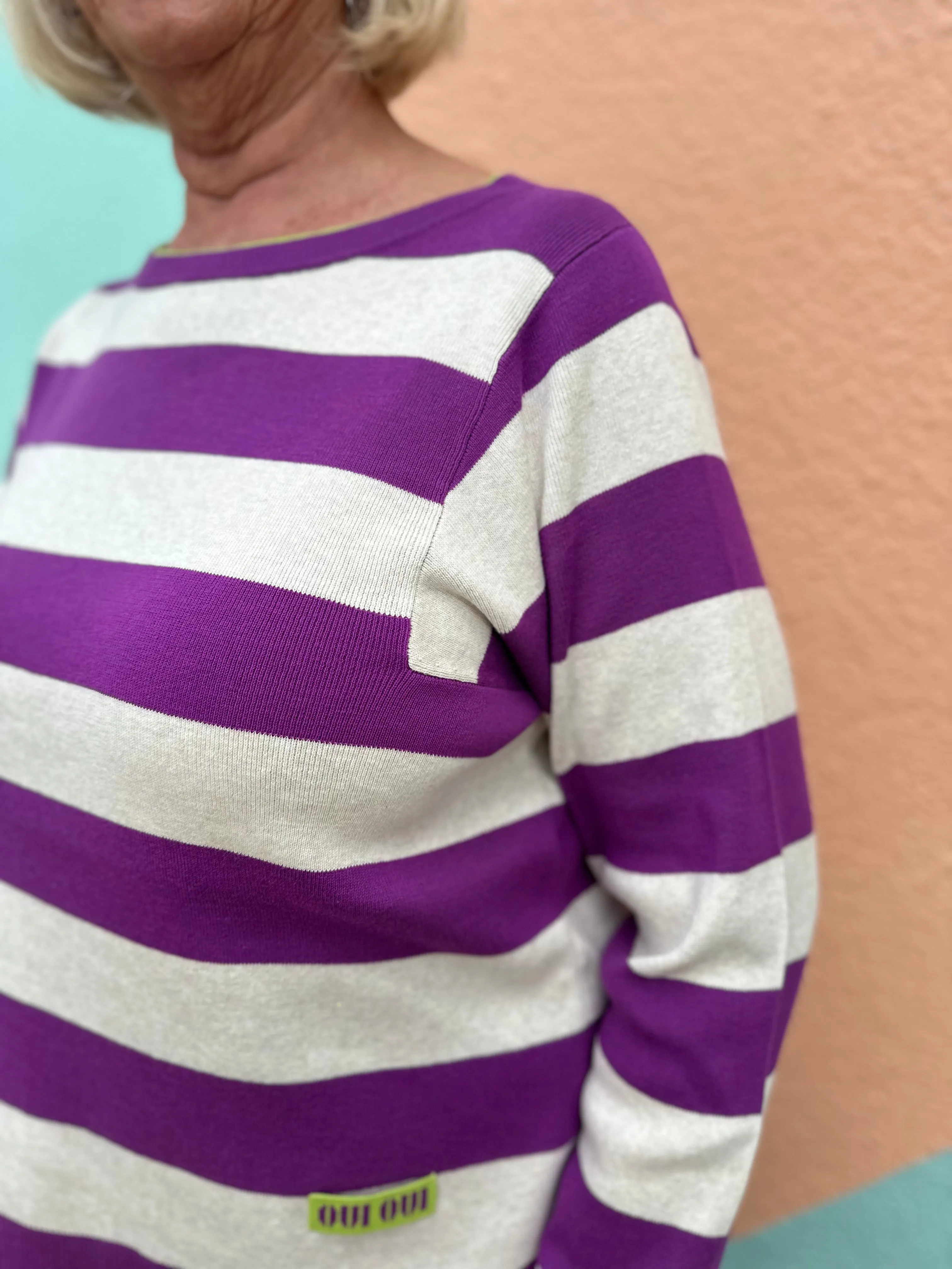 87173 Violet White Stripe Pullover