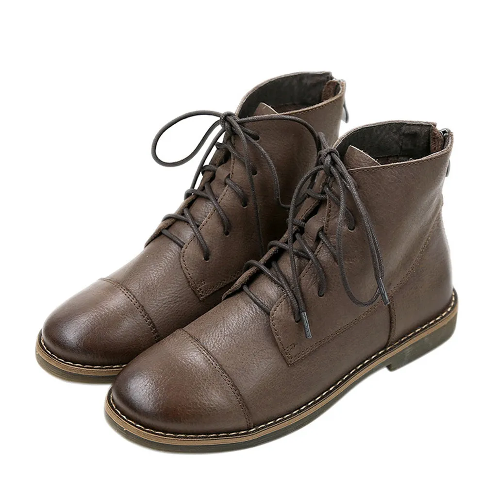 Autumn Winter Comfortable Retro Leather Ankle Women's Boots | Gift Shoes