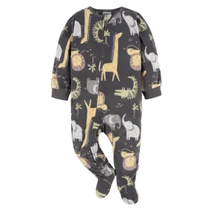 Baby & Toddler Neutral Safari Animals Footed Fleece Pajamas