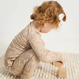 Bamboo Toddler Two-Piece Pajama Taupe Woodland Animal