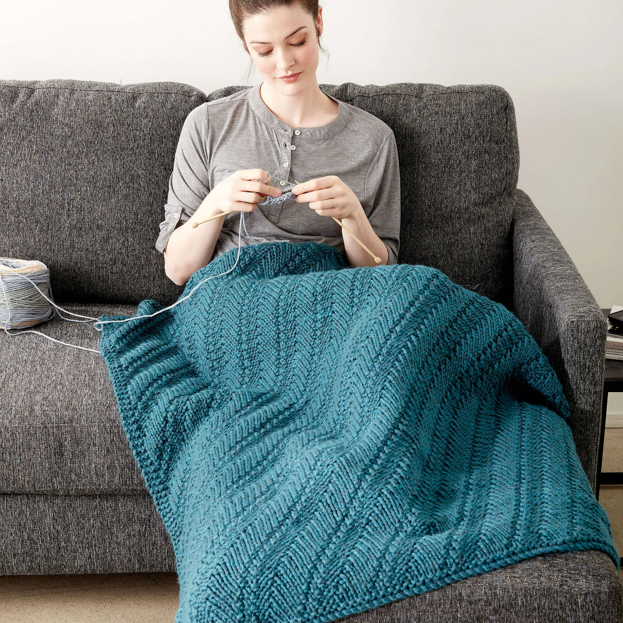 Bernat Reversible Knit Lap Blanket