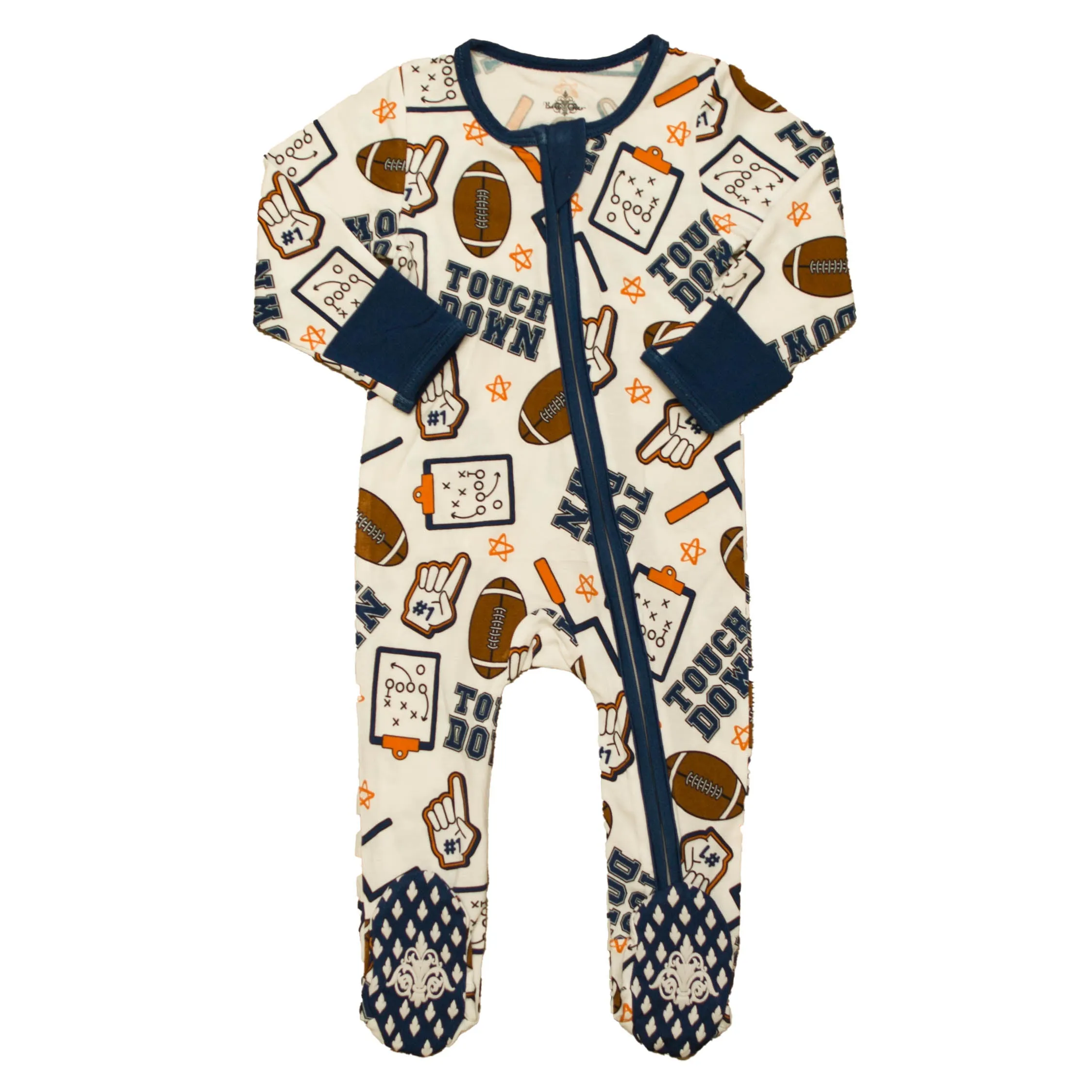 Blue And Orange Touchdown Bamboo Romper