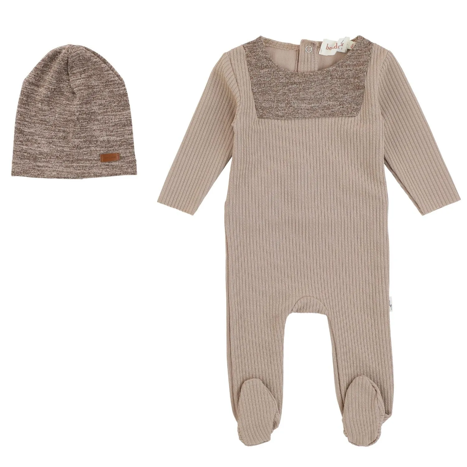 Bondoux Ribbed Knit combo tan footie