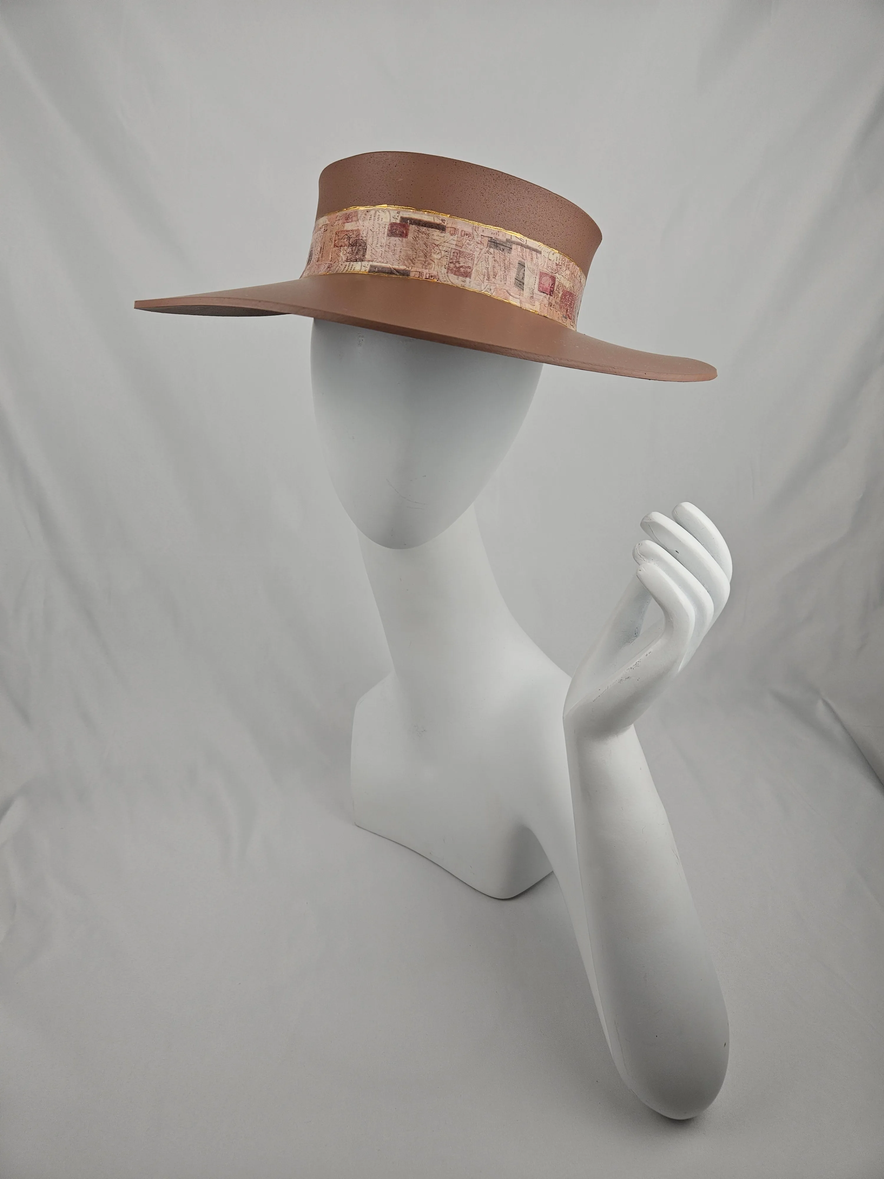 Brown "LadyEVA" Visor Hat with Warm Brown Collage Style Band