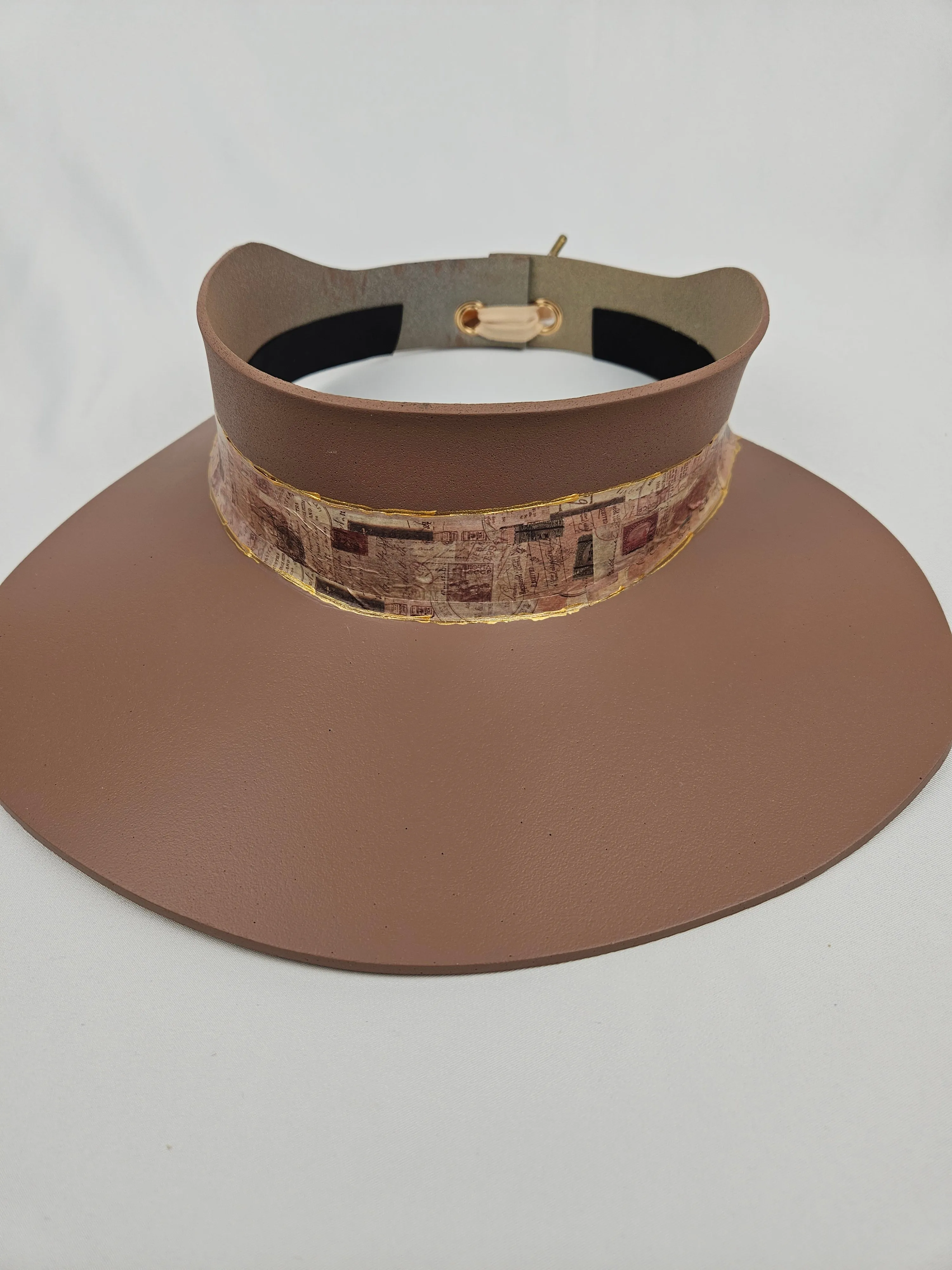 Brown "LadyEVA" Visor Hat with Warm Brown Collage Style Band