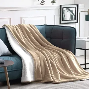 BSB HOME Sherpa Fleece Blanket Single Size Winter Super Soft Extra Warmest and Heavy Thick Winter 500GSM Bed Blankets for Couch Sofa Bed, 60" X 90" (Beige)