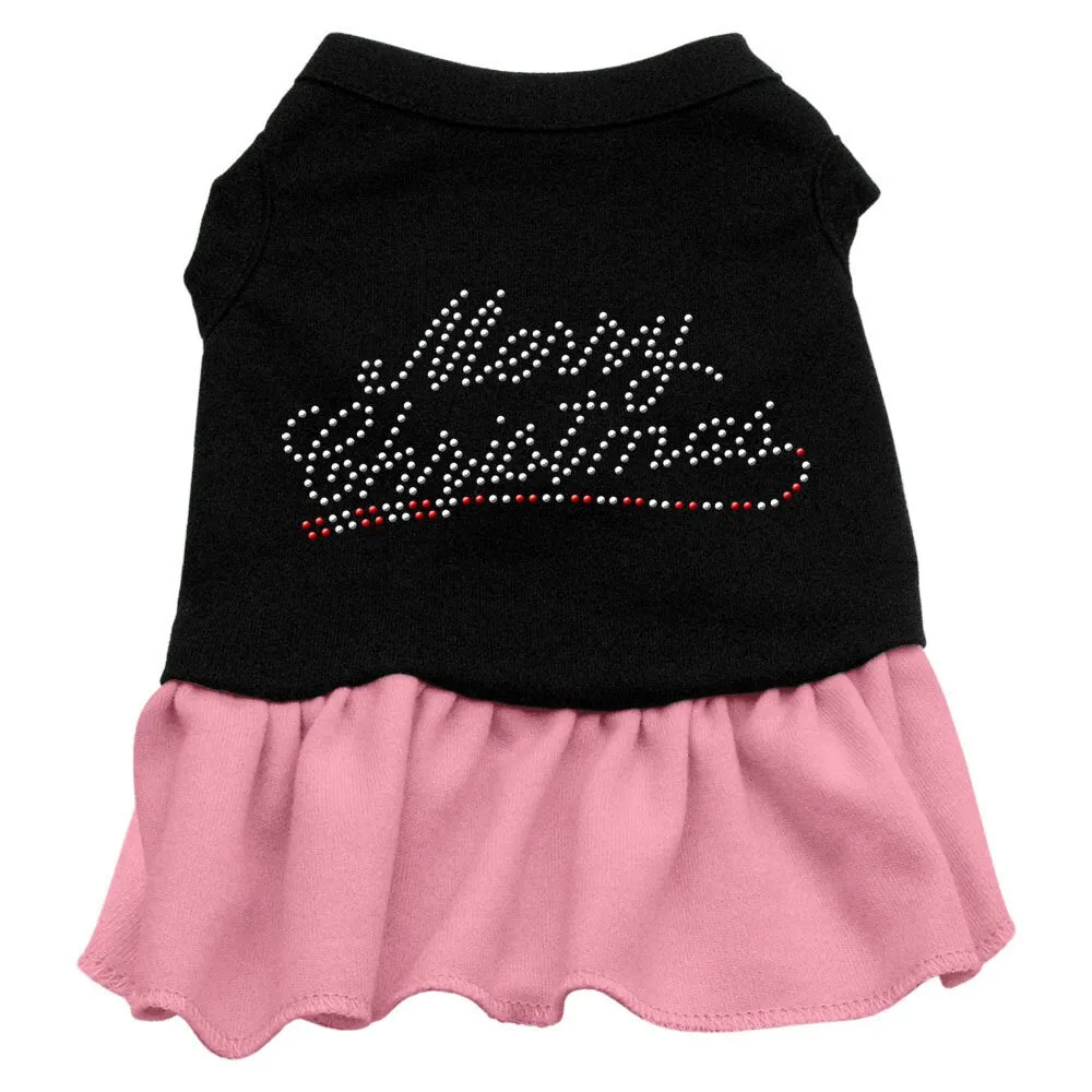 Christmas Pet Dog & Cat Dress Rhinestone, "Merry Christmas"