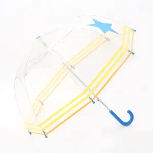 Clear Umbrella with Blue Star and Yellow Trim