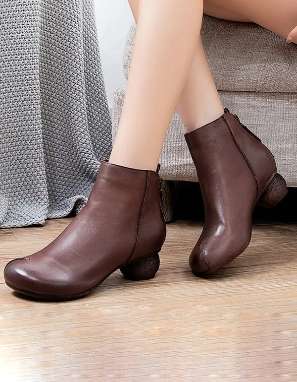 Comfortable Retro Chunky Heels Womens Boots