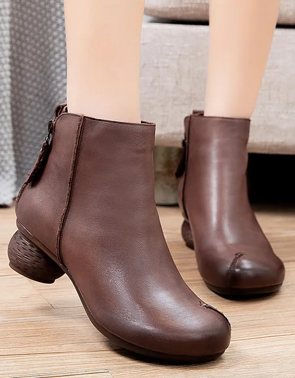 Comfortable Retro Chunky Heels Womens Boots