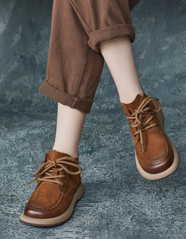 Comfortable Soft Leather Wide Toe Box Suede Boots