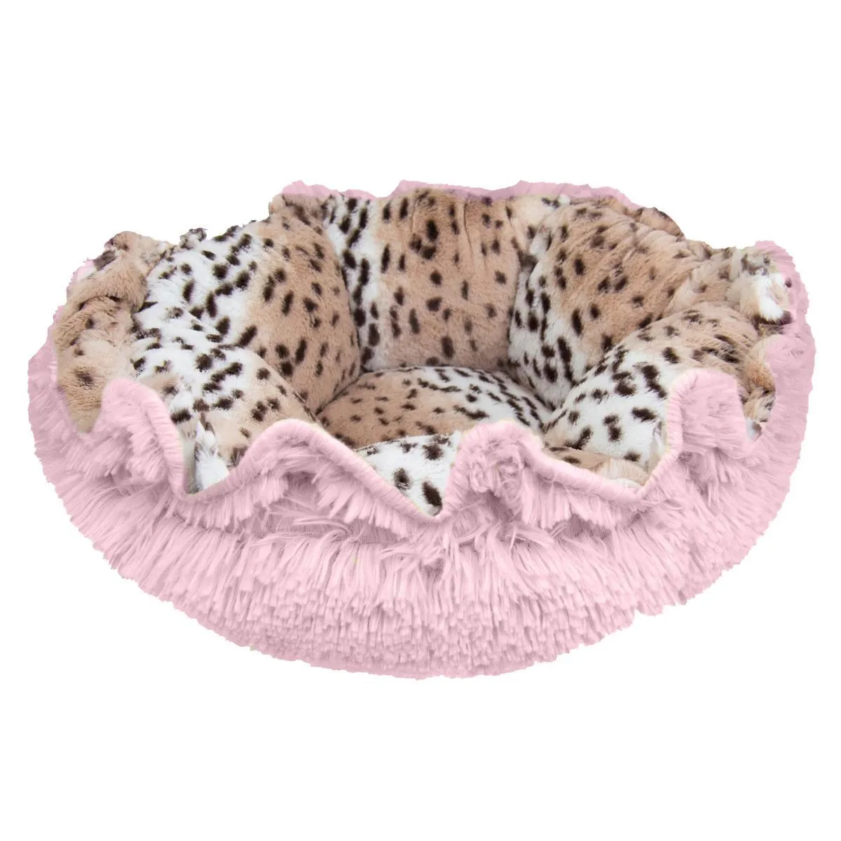 Cuddle Pod Dog Bed Aspen Snow Leopard/Bubblegum