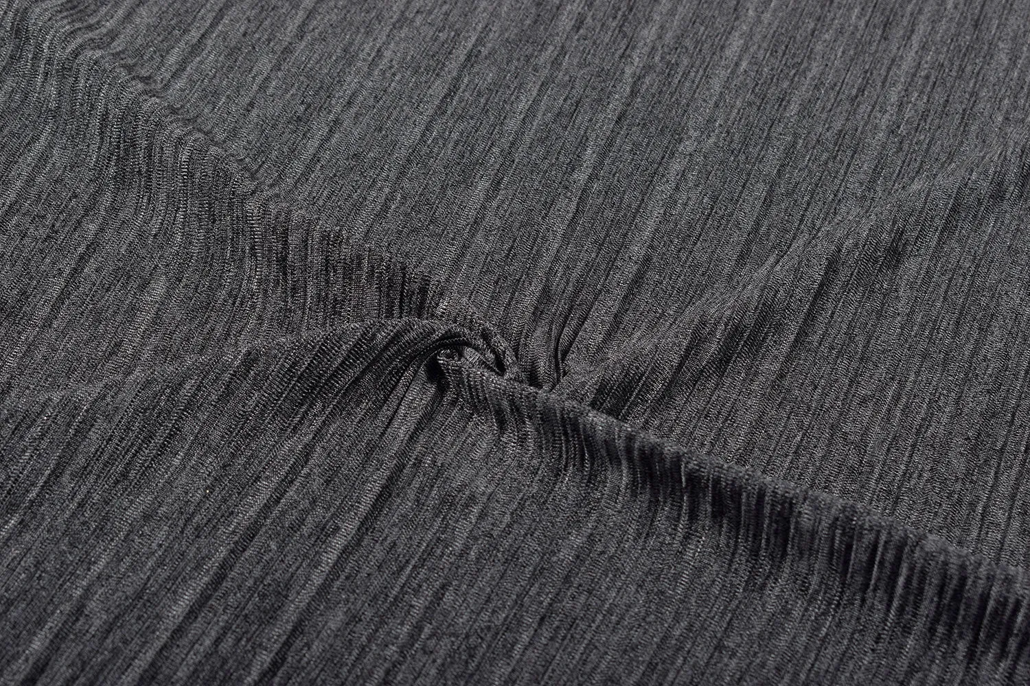 Dark Grey Plain Pleated Knit Fabric