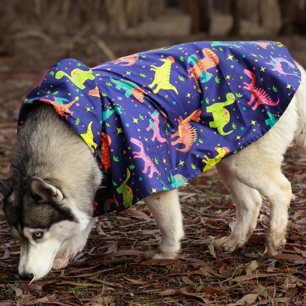 Dinosaur Printed Cape Style Dog Raincoat