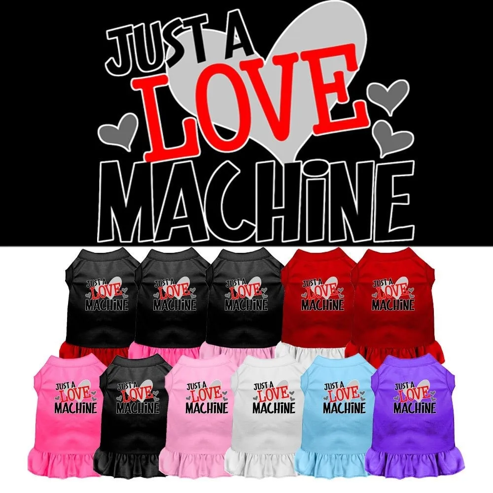 Dog Dress, Pet Dog & Cat Dress Screen Printed, "Just A Love Machine"