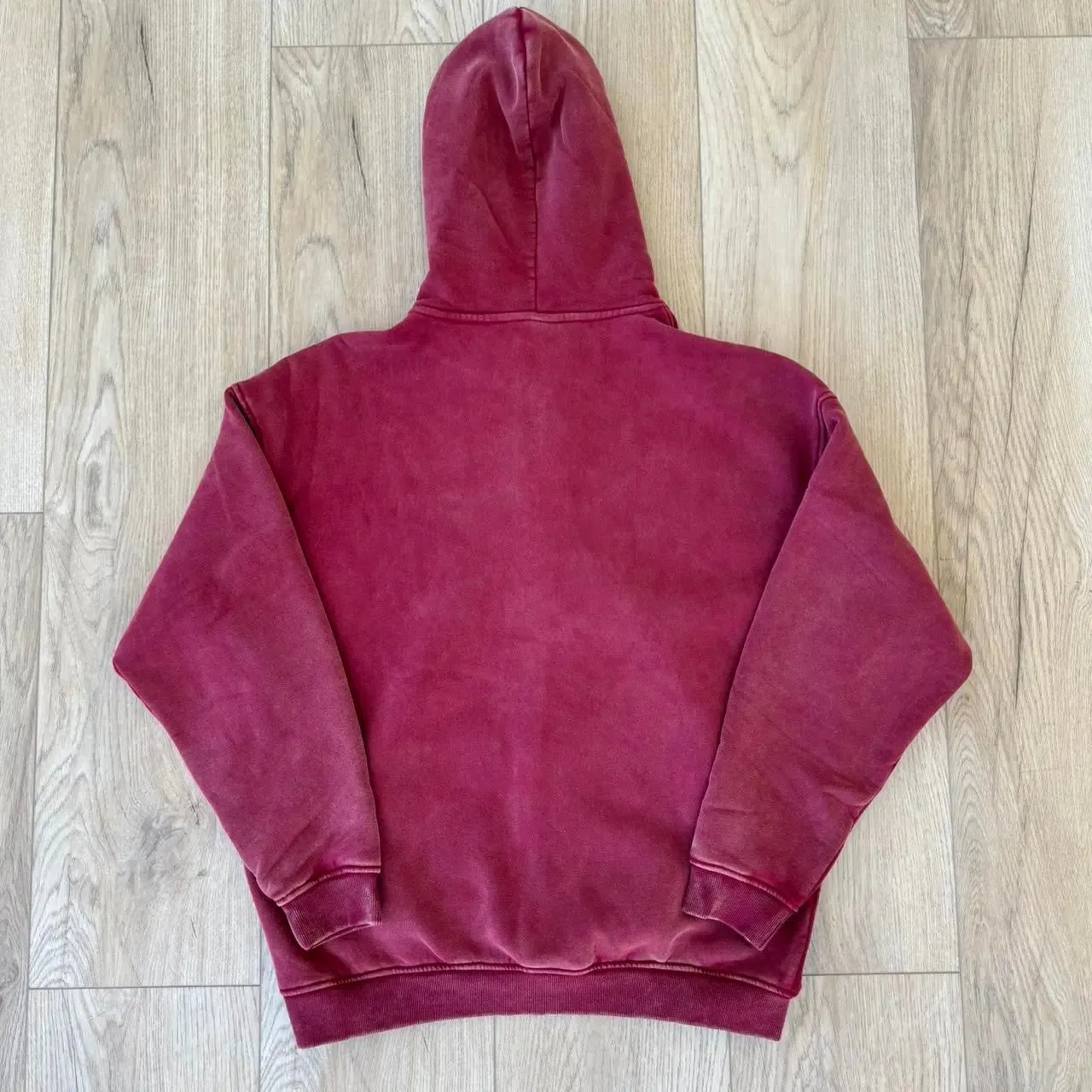 Faded Red Double Zip Up Hoodie