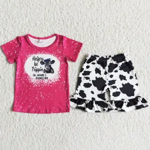 Fashion Baby Girls Clothing Set Cute Kids Boutique Clothing Cow Printed Girl Clothes D12-19