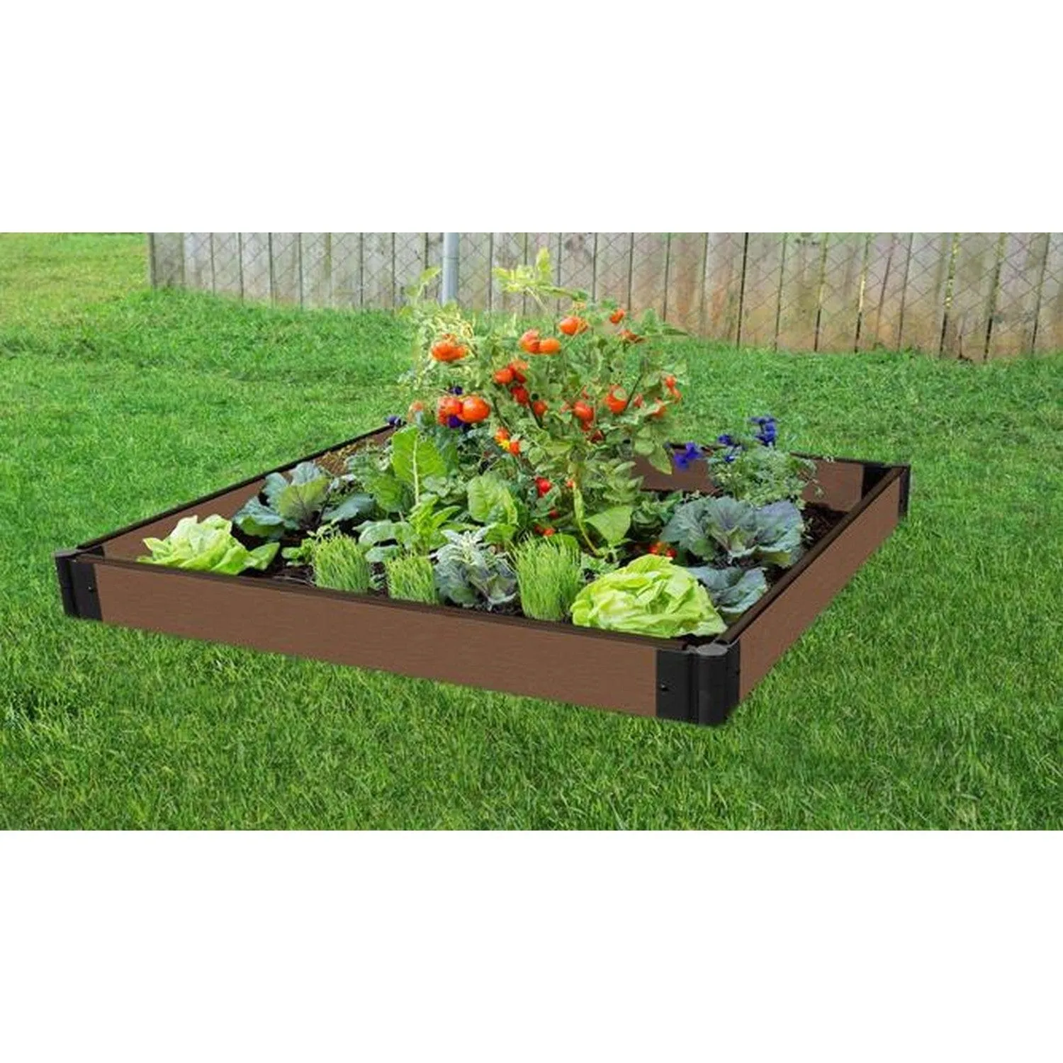 Frame It All | Tool-Free Raised Garden Bed 4' X 4' X 5.5” Uptown Brown – 1” Profile