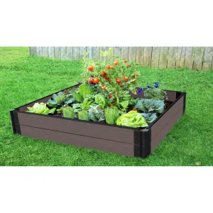 Frame It All | Tool-Free Weathered Wood Raised Garden Bed 4' X 4' X 11” – 1” Profile