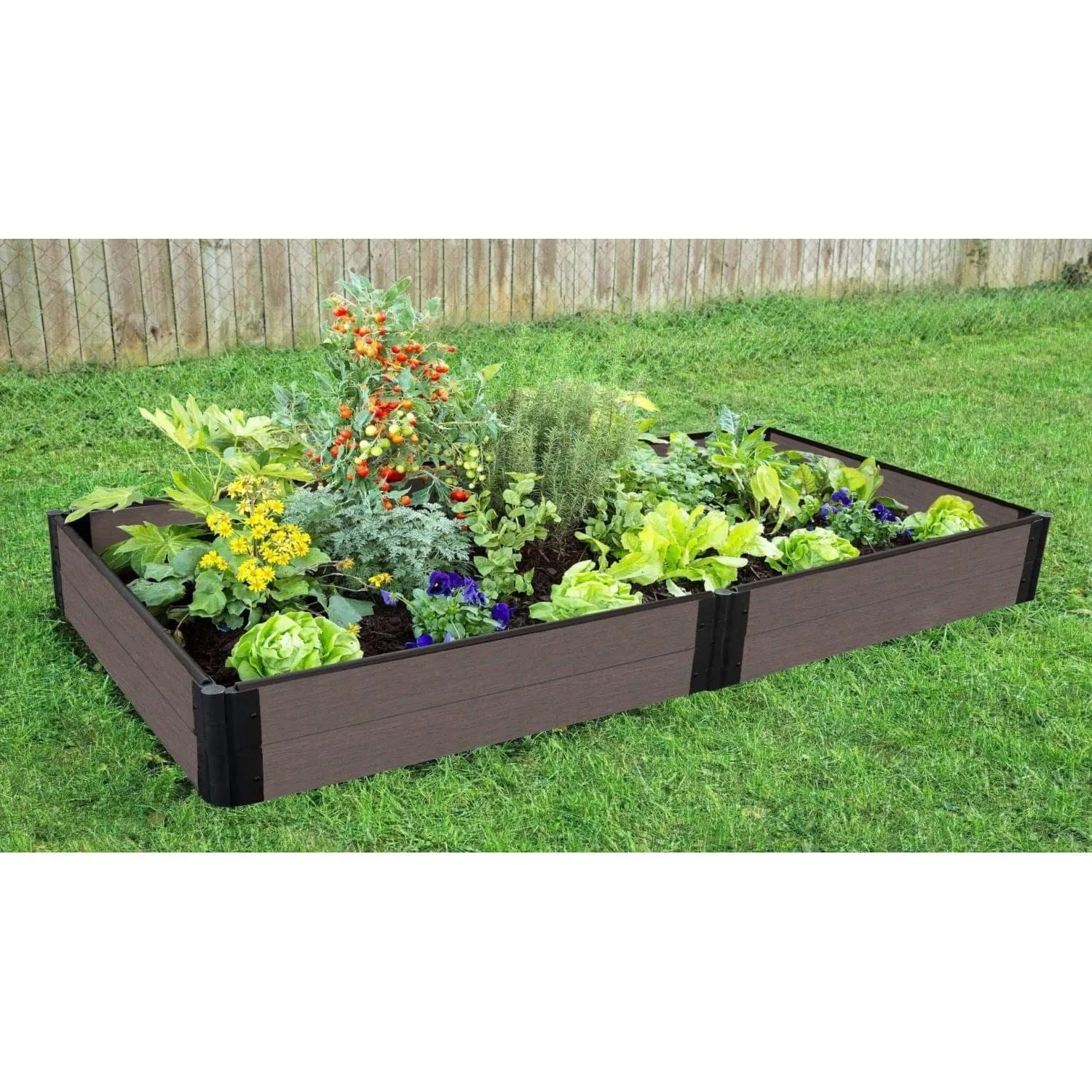 Frame It All | Tool-Free Weathered Wood Raised Garden Bed 4' X 8' X 11” – 1” Profile