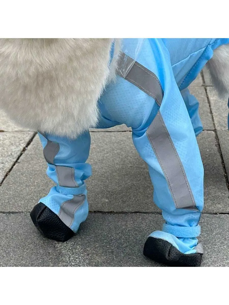 Full Coverage Waterproof Pet Four-Legged Jumpsuit Raincoat With Rain Shoes, Teddy, Bichon, French Bulldog Outdoor Clothes