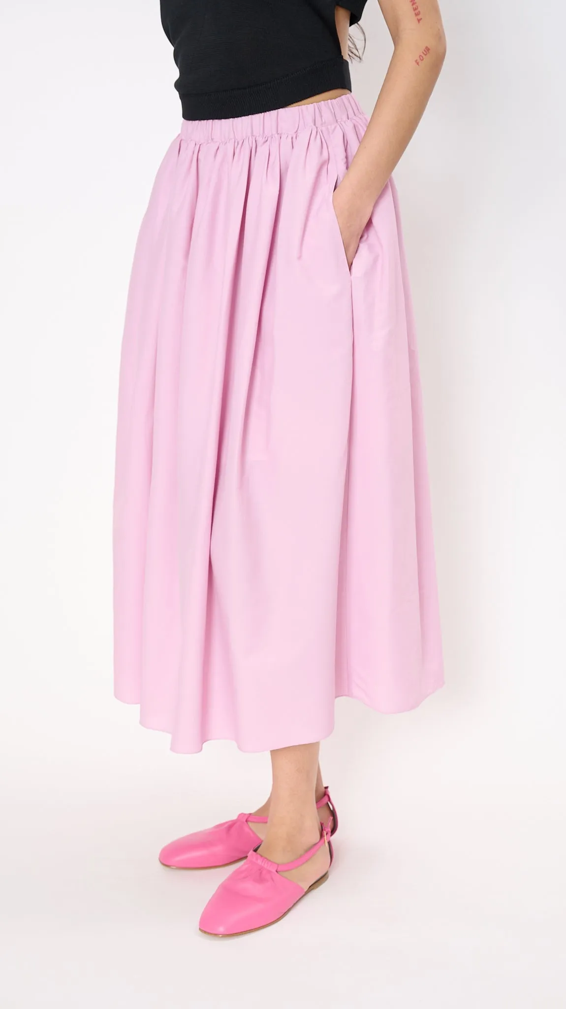 Gathered Skirt in Blush Pink