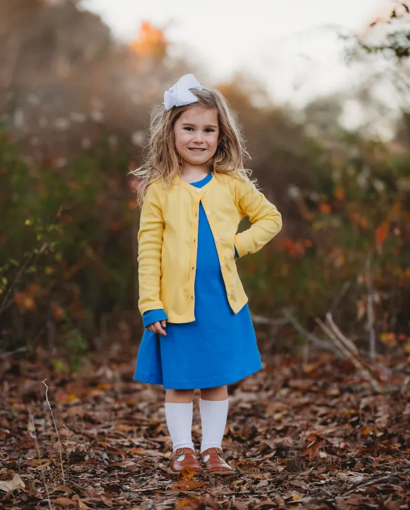 Girls Soft Cotton Button-Down Cardigan | Yellow