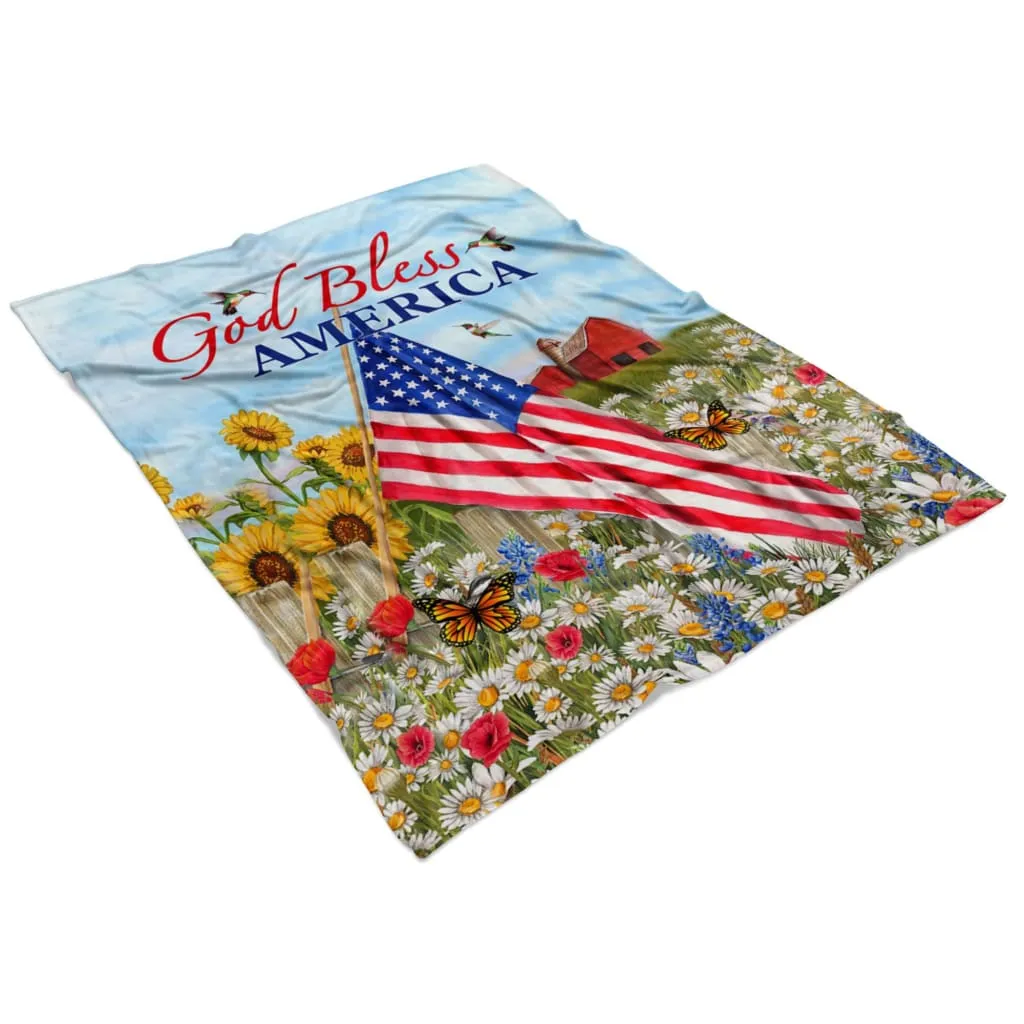 God Bless America Fleece Blanket - Christian Blanket - Bible Verse Blanket