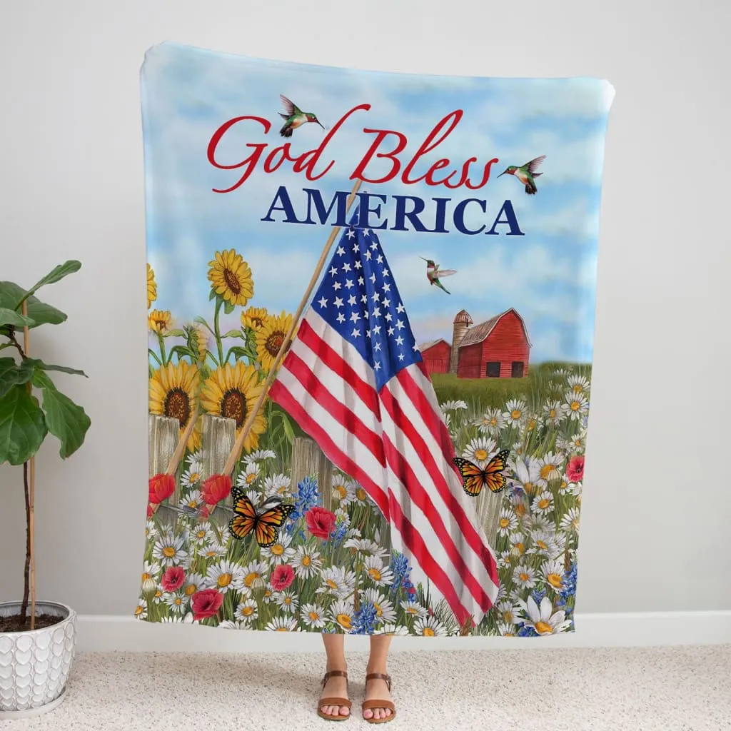 God Bless America Fleece Blanket - Christian Blanket - Bible Verse Blanket