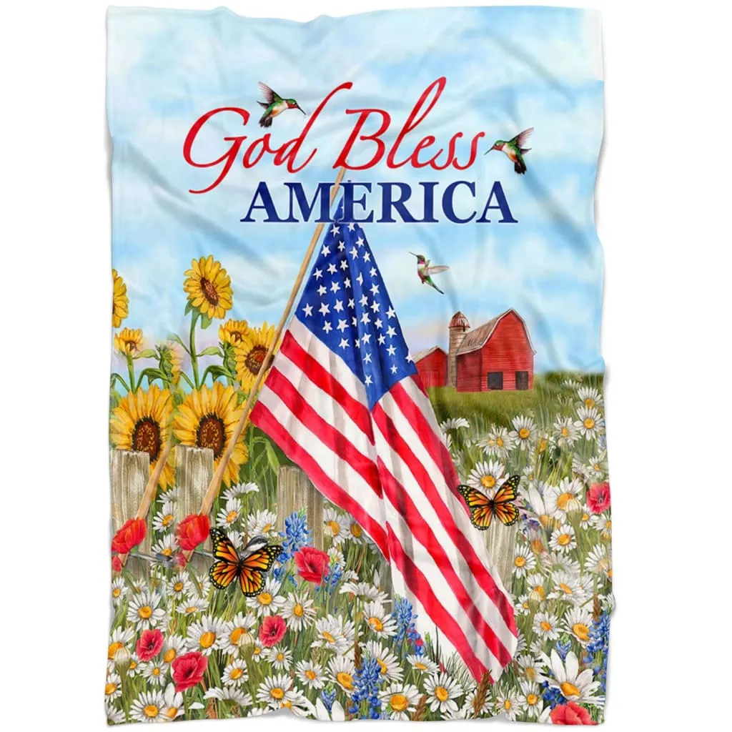 God Bless America Fleece Blanket - Christian Blanket - Bible Verse Blanket