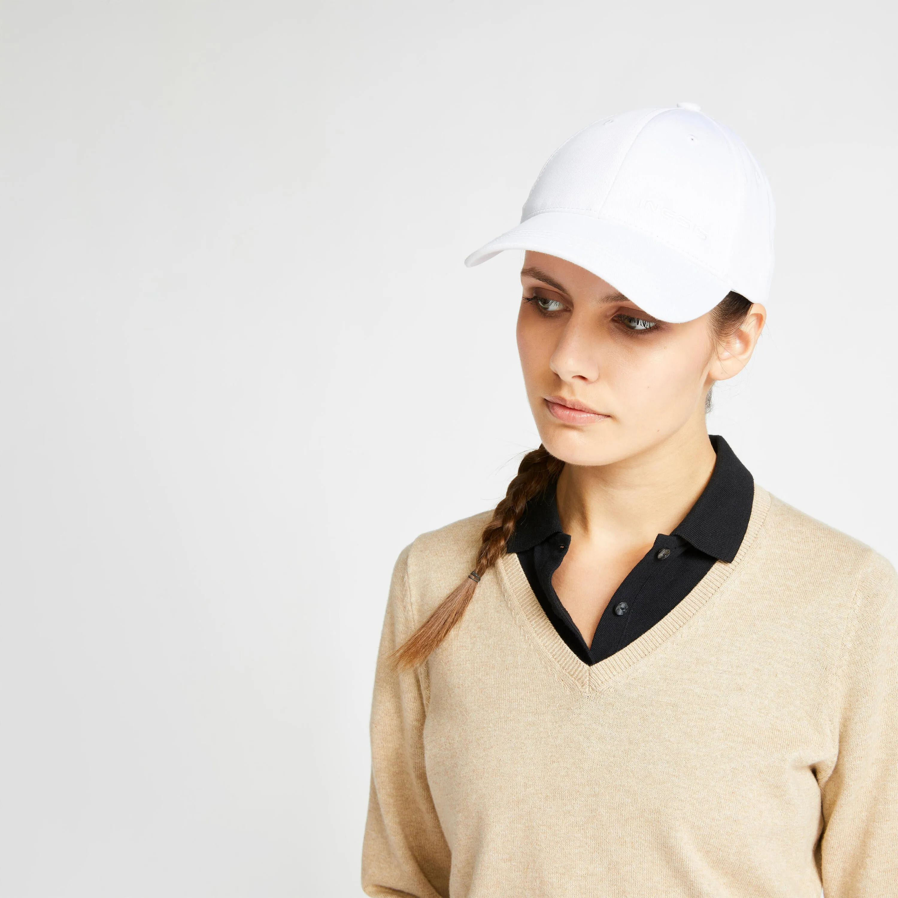 Golf sweater with V-neck MW500 women's beige INESIS, beige