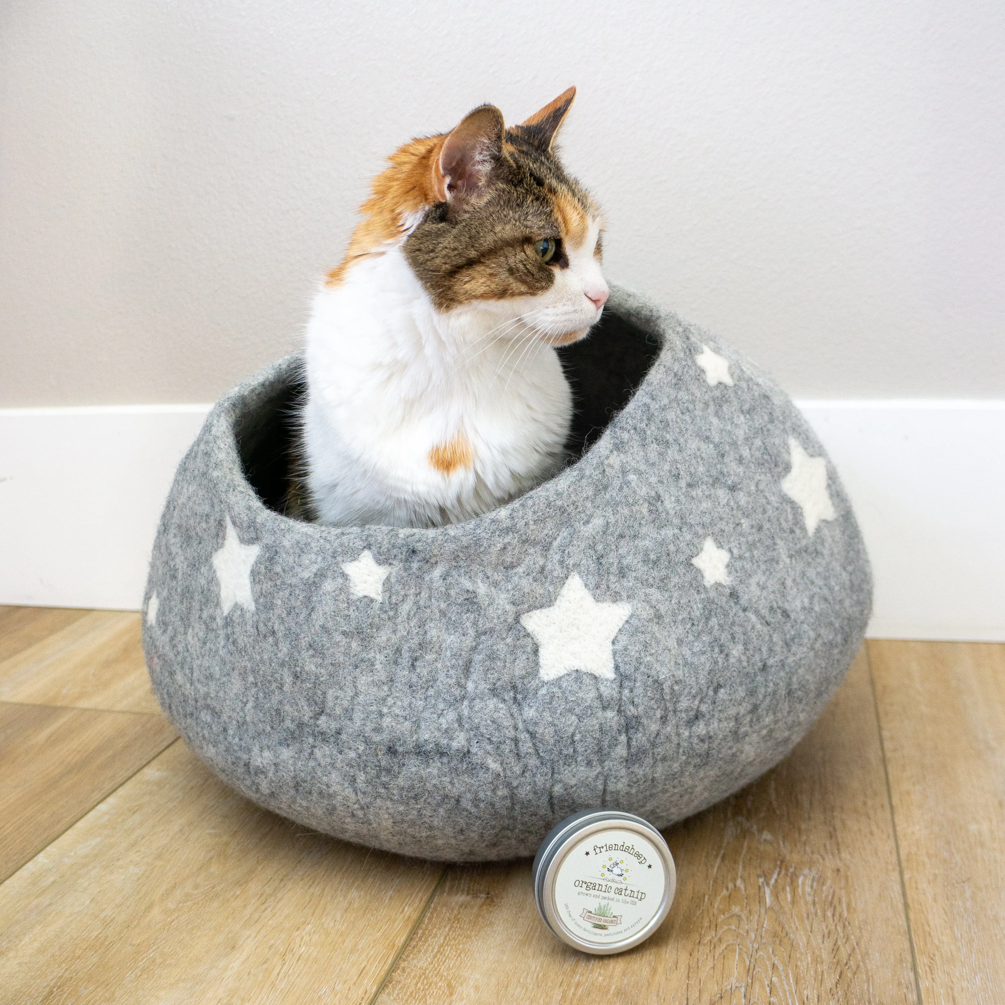 Grey Midnight Stars Eco Kitty Cave