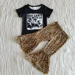 Halloween Baby Girls Clothes Set Boutique Kids Clothing Girls Leopard Bell Bottom Outfits Cute Girls Clothing A0-23