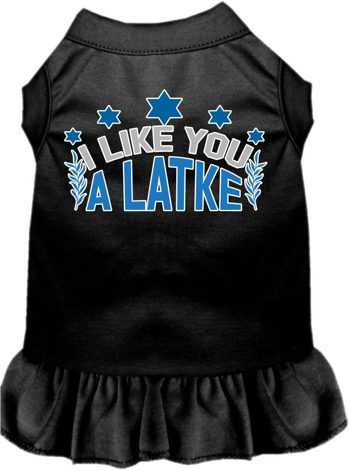 Hanukkah Pet, Dog and Cat Dress Screen Printed, "I Like You A Latke"