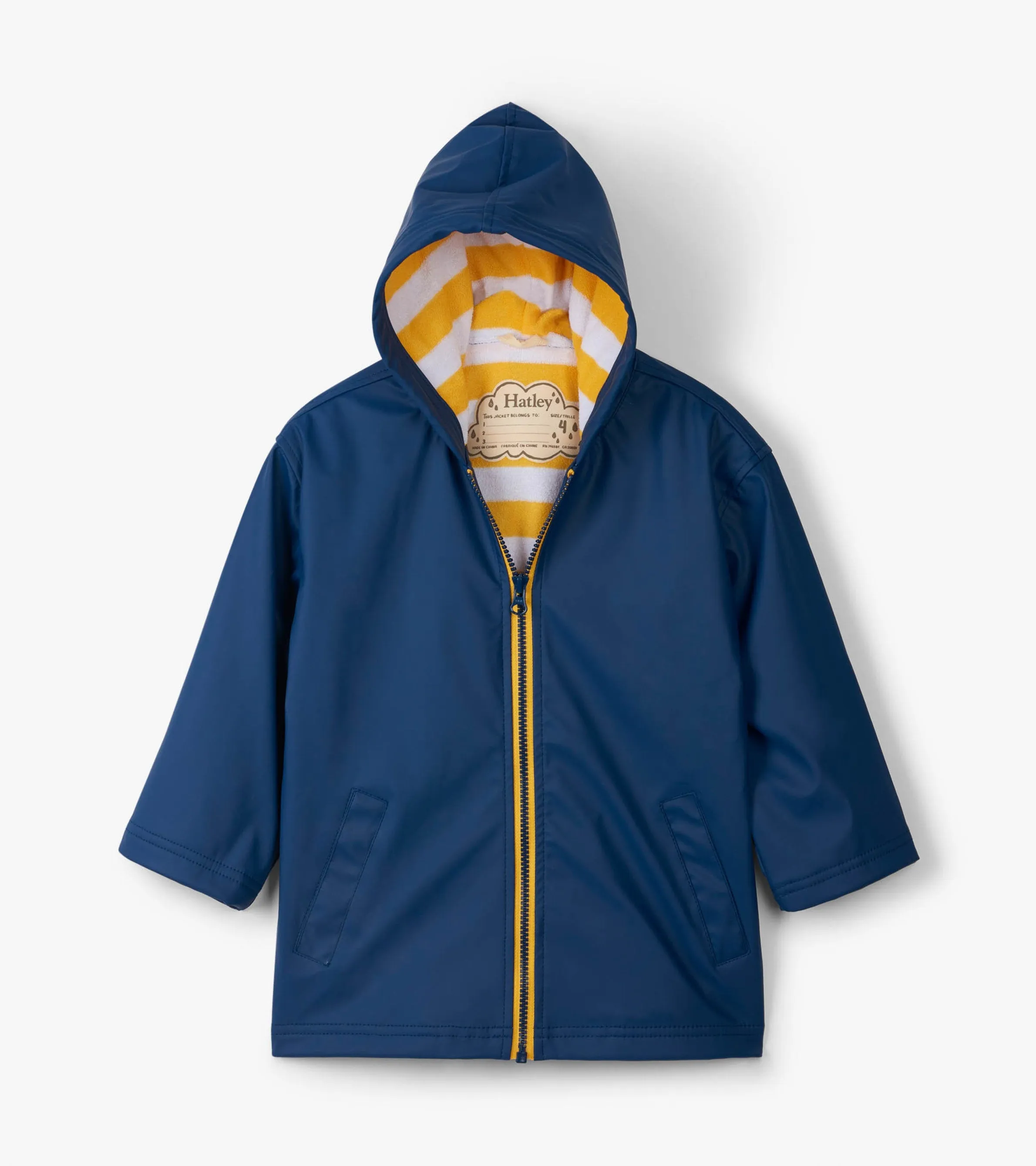 Hatley Zip Up Splash Jacket - Navy and Yellow