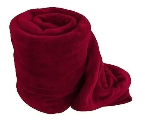 Ilsha® 250 TC Solid/Plain Light Weight Polar Fleece Single Warm Or Hot AC Blanket (Red, Standard, 90X60 Inches), Skin Friendly