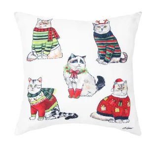 Indoor/Outdoor Cat Christmas Pillow