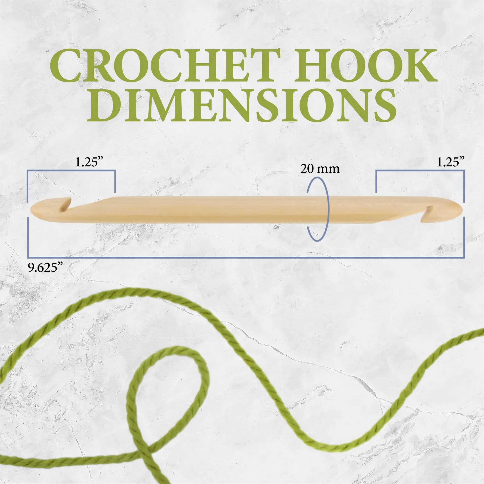 Jumbo Double Ended Bamboo Tunisian Crochet Hook