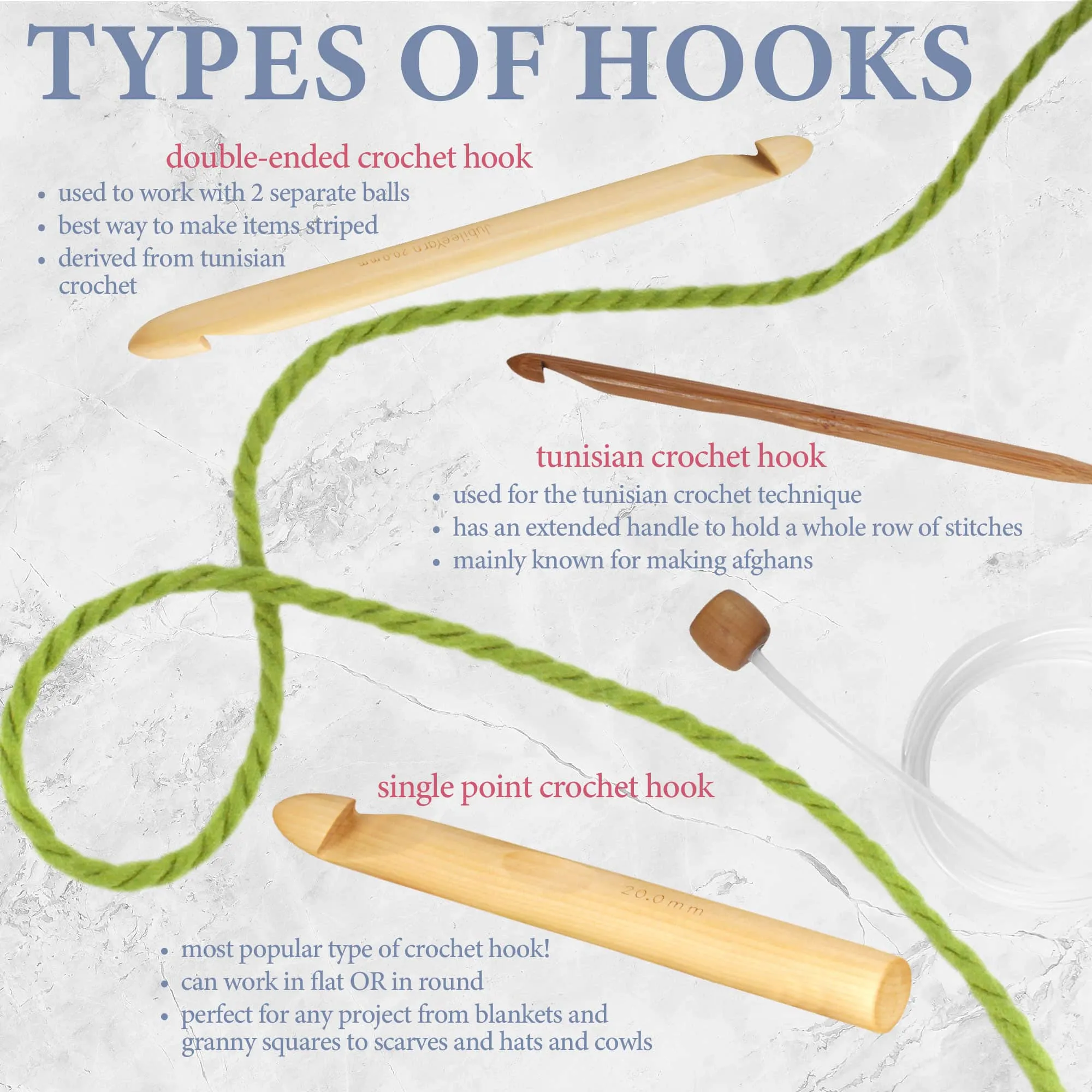 Jumbo Double Ended Bamboo Tunisian Crochet Hook