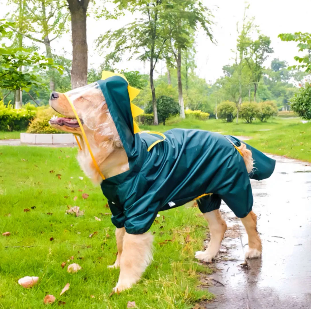 Large Dog Raincoat Dinosaur Style