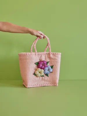 Large Raffia Bag - Soft Pink