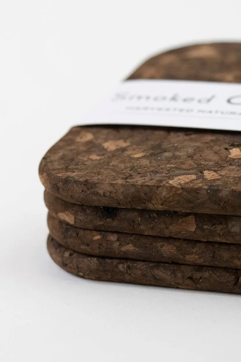 Liga Smoked Cork Coaster Set in Square