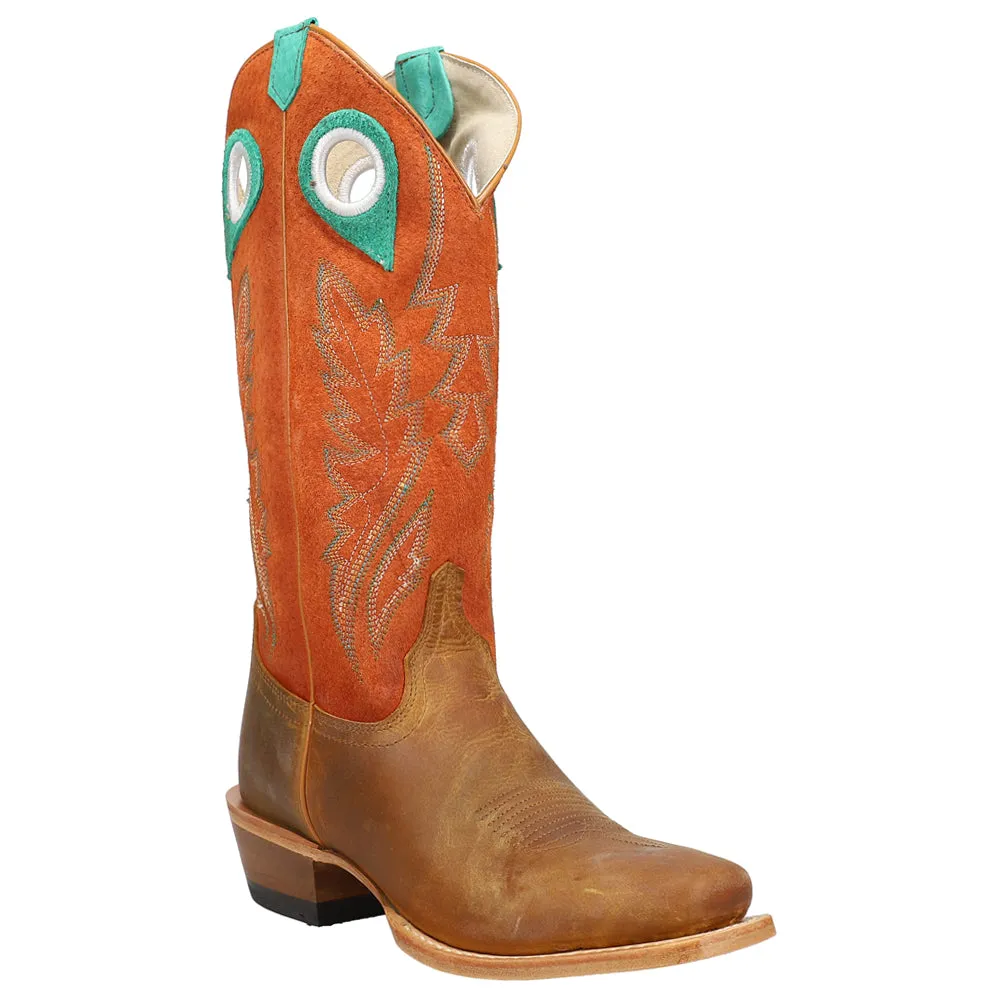 Lorena Embroidered Cut Outs Wide Square Toe Cowboy Boots