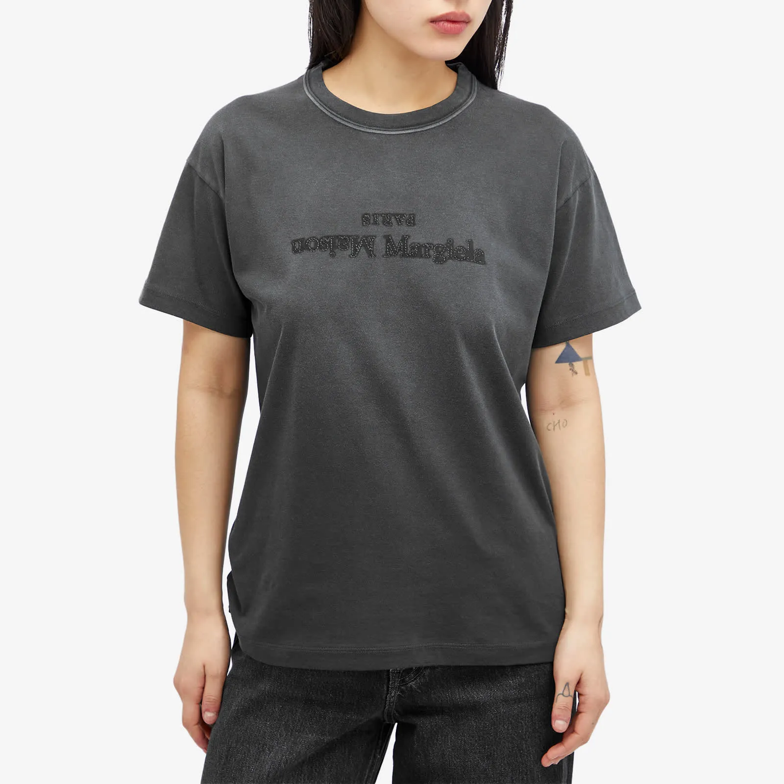 Maison Margiela Faded Logo T-Shirt in Washed Black